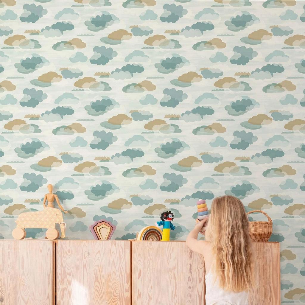Grandeco Figari Wolken Strukturierte Tapete