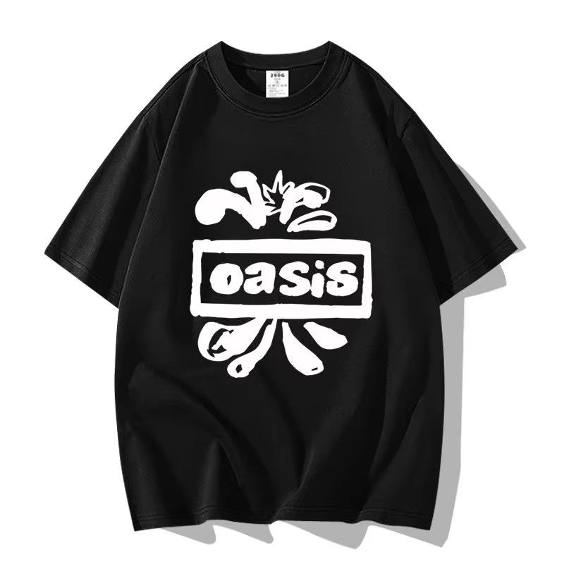 Britská pouličná Oasis Kapela Oasis Voľný Módny Všestranný Trendy Značkový Krátkorukávový Odev Polovičný Rukáv Bavlna Pár Tričko