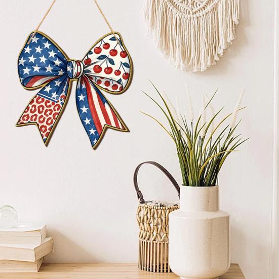 4 juli Hangend Deurbord, Patriotische Houten Onafhankelijkheidsdag Deurhanger, Rustiek Rood Blauw Wit Amerikaans Bord voor Memorial Day Voordeur Decor