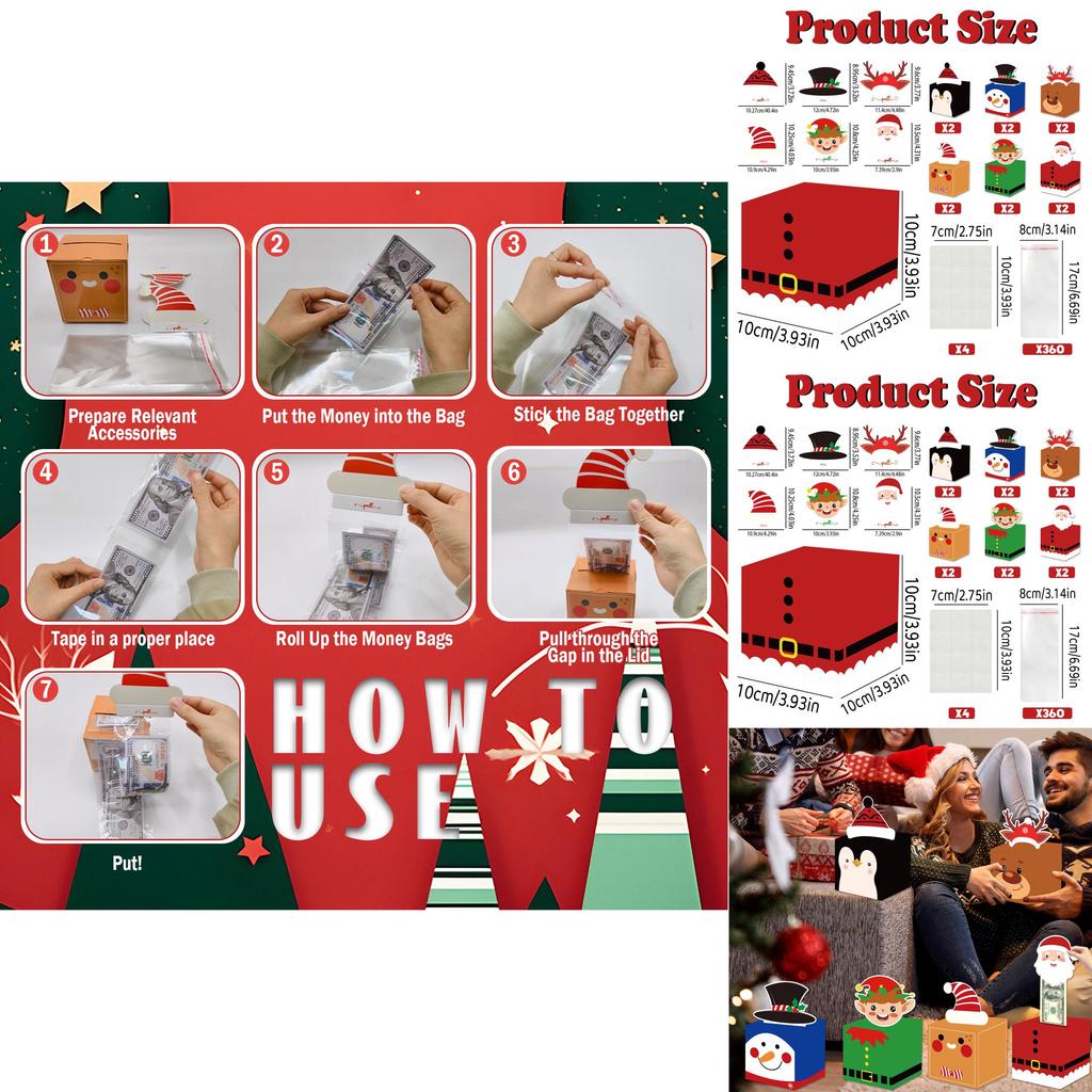 Christmas Cash Gift Envelopes With Durable Pet Material For Celebration Surprises