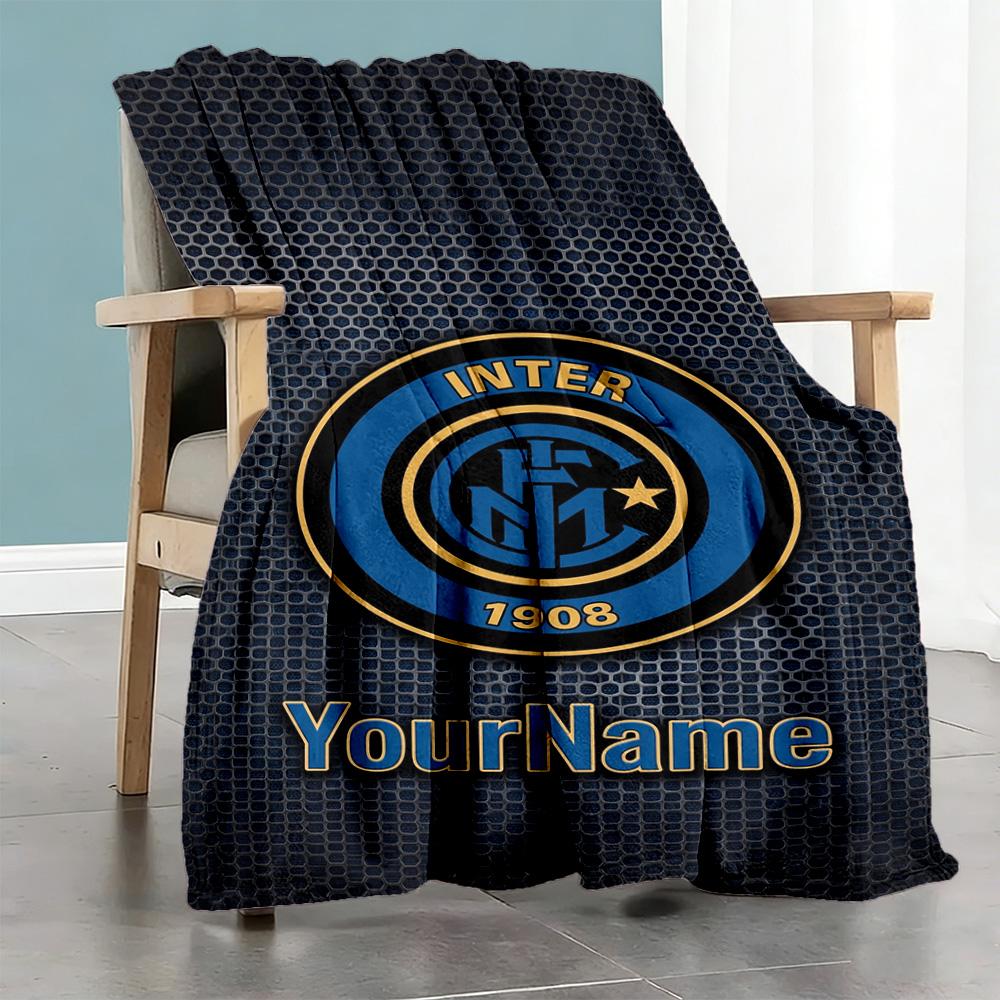 Inter Milan Customize Your Name Blanket Cozy Personalized Blanket Comfortable for Office Chair Office Chair Picnics Four Seasons Universal