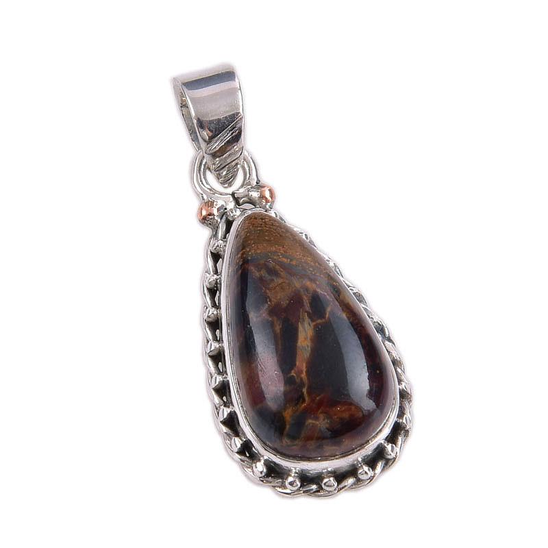 Natural Pietersite Gemstone 925 Solid Sterling Silver Jewelry Pendant 1.25" B2y58