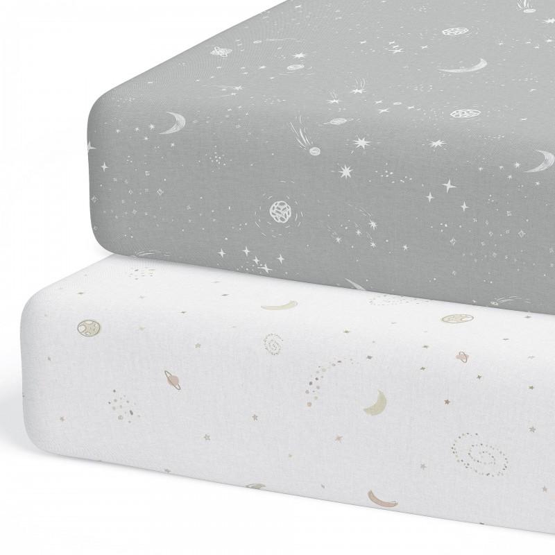Soft Breathable Cotton Baby Crib Fitted Sheet Set With Animal Print Newborn Toddler Bedding