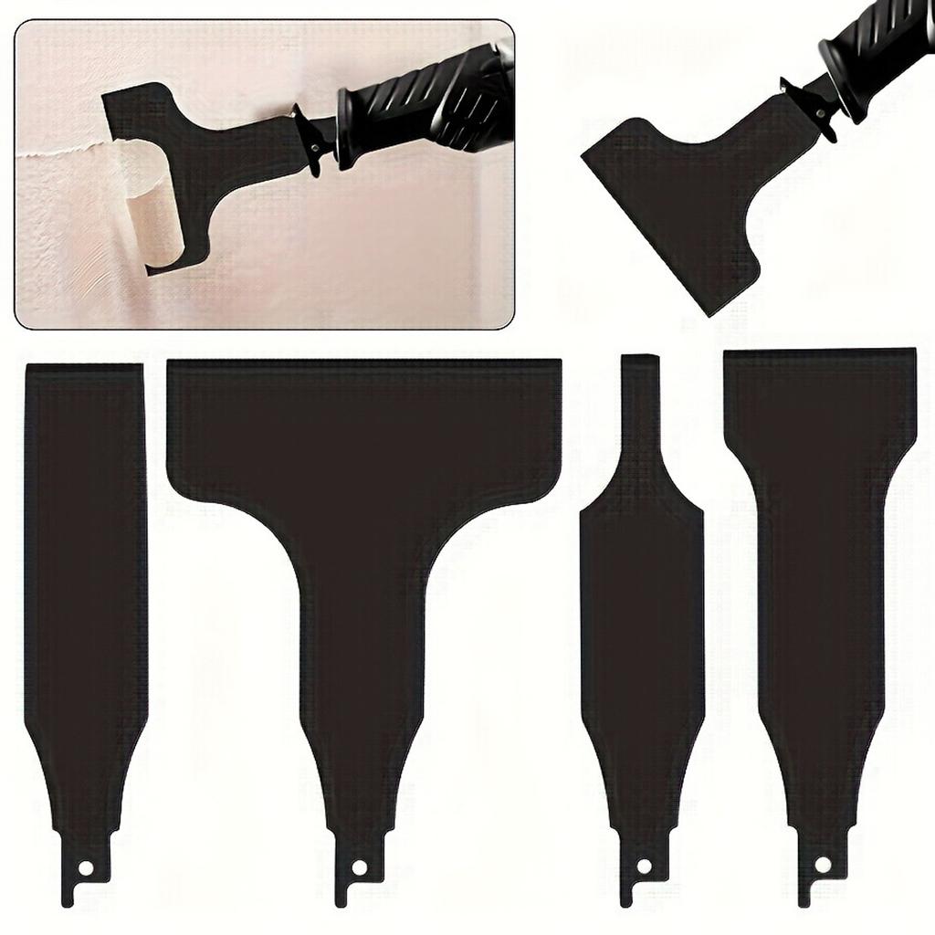 4 Piece Multi Size Reciprocating Scraper Blades Putty Removal Kit For Steel Tile Putty Removal And Surface Preparation