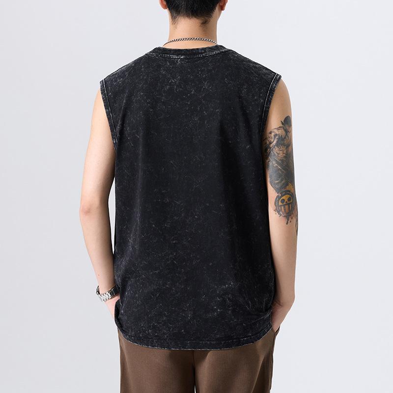 Summer Retro Cotton Vest Men's New American Sleeveless T-shirt Casual Shirt