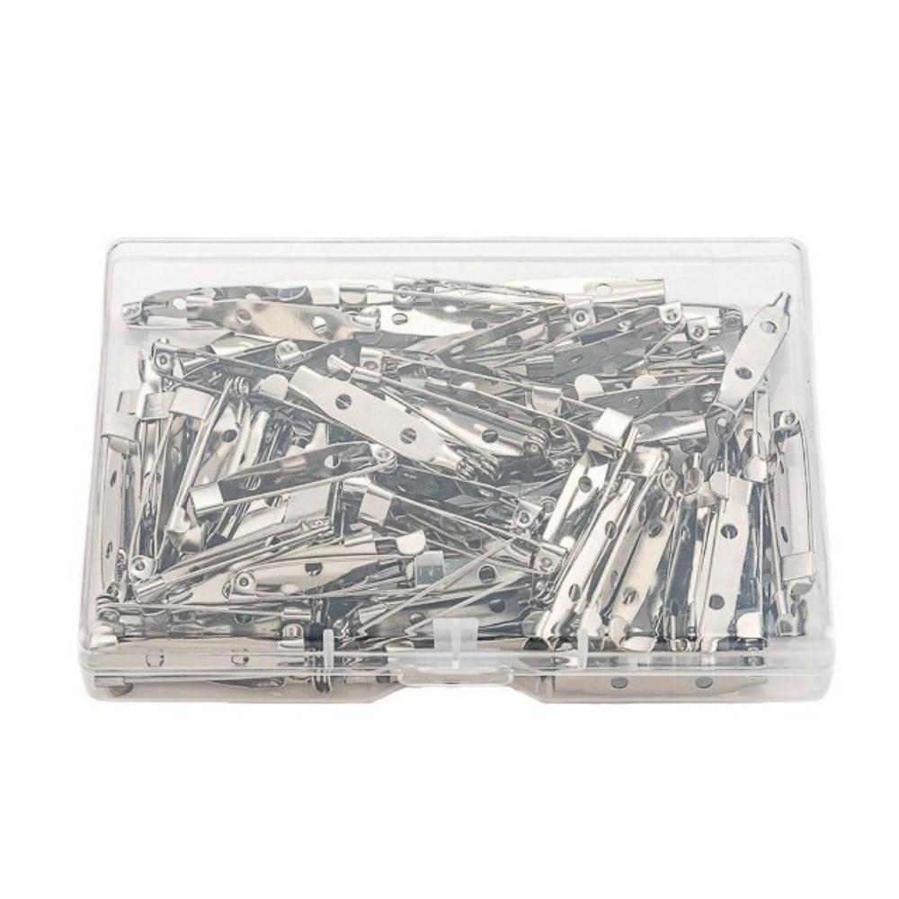 60/80/100pcs New Metal Bar Pins 15/20/25/32/38/45mm Silver Badge Pins Backs DIY Craft Name Tags Pins Sewing Accessories