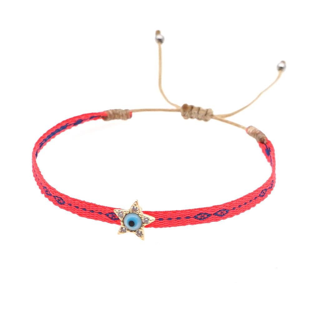Retro Pattern Bohemian Spanish Court Hand-Woven Bracelet with Micro-Inlay