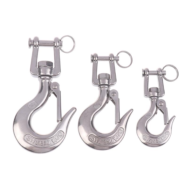 304 Stainless Steel Trigger Clevis Swivel-Eye Lifting Snap Tone Hook Wire Rope Lifting Hook With 150/ 350/650Kg Loading Capacity