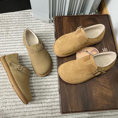 Foam Sole New Leather Velvet Single Shoes Women's Winter Velvet Warm Casual Shoes Women's Retro Versatile Women's Shoes