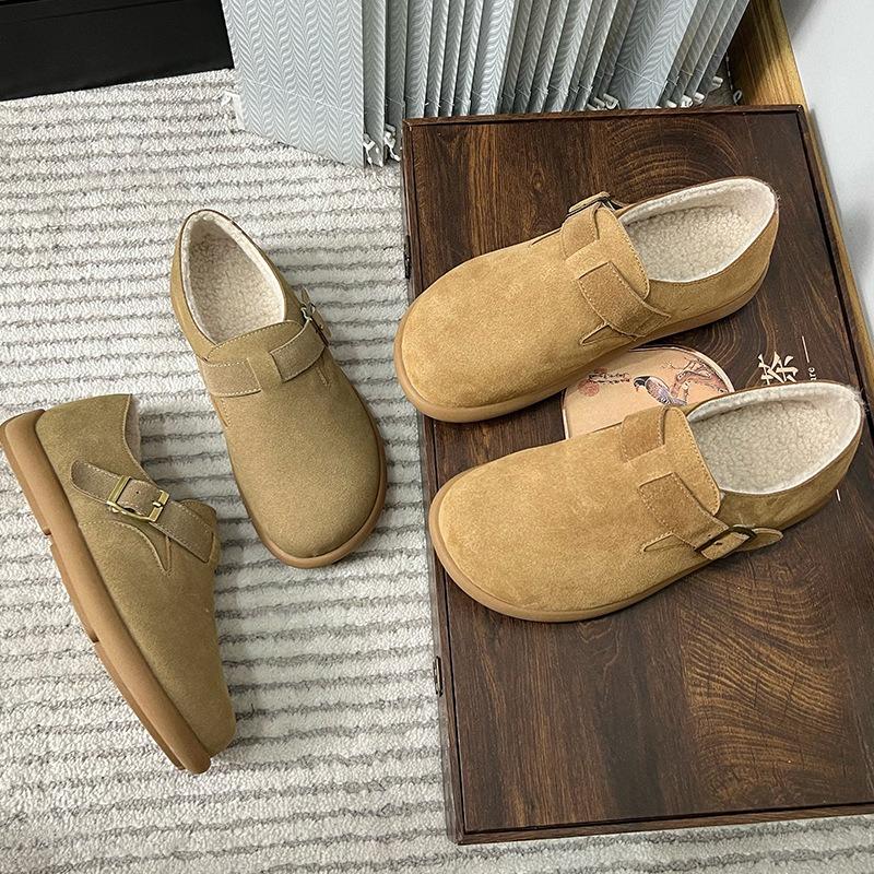 Foam sole new leather velvet single shoes women's winter velvet warm casual shoes women's retro versatile women's shoes