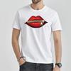 T-shirt Casual Men O-neck Clothes Mouth Printing Series Commuter Fashion All-match Breathable White Shirt Summer Tees Loose Top