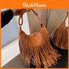 Borsa a Spalla Grande con Frange in Ecopelle per Donna Stile Streetwear Moda