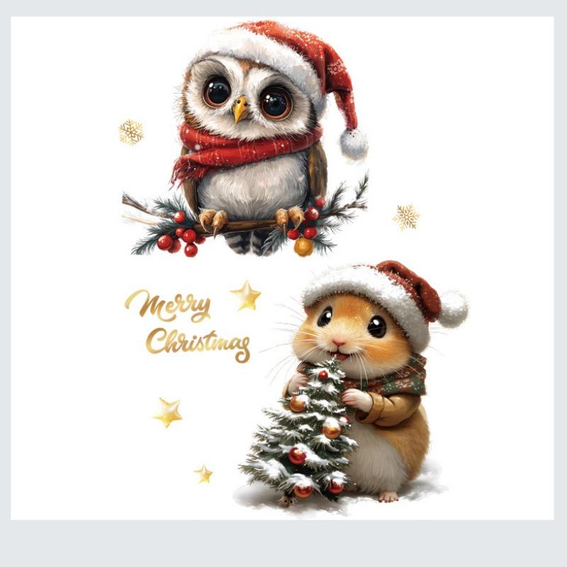 2025 Novoroční samolepky na okno Vánoční dekorace Santa Claus Sněhulák Samolepka na vánoční stromek Dekorace na skleněné okno Obtisk Vánoční dárek