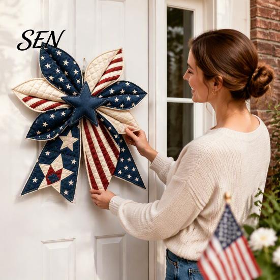 Handmade Home Decor Accessories Patchwork Bow Sewing Kit, Large Fabric DIY Sunflower Pattern Kit Pumpkin Quilted Craft for Adults, Farmhouse