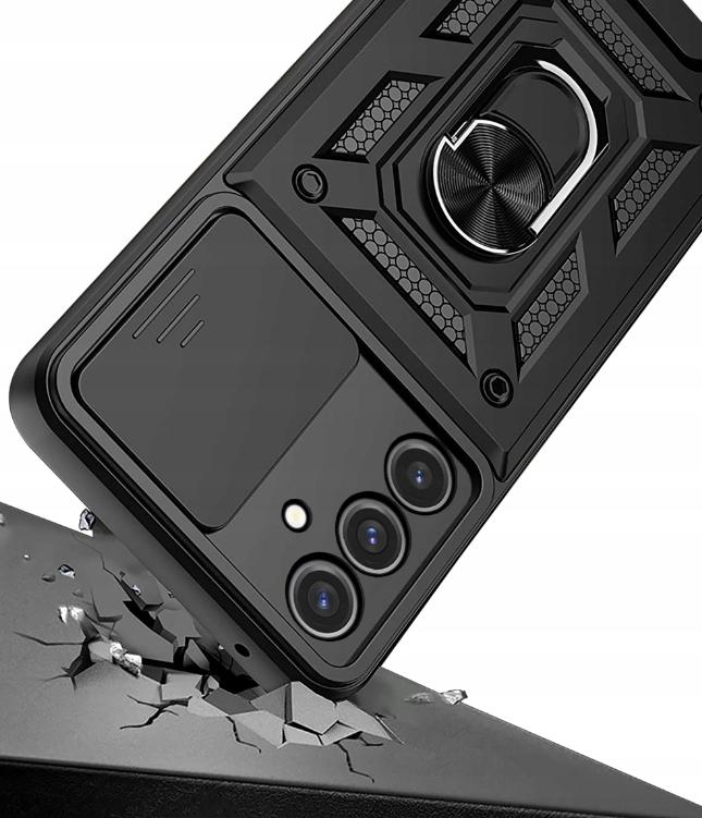 Case for Samsung Galaxy S24 FE ARMOR SLIDE RING REINFORCED CASE + 9H GLASS