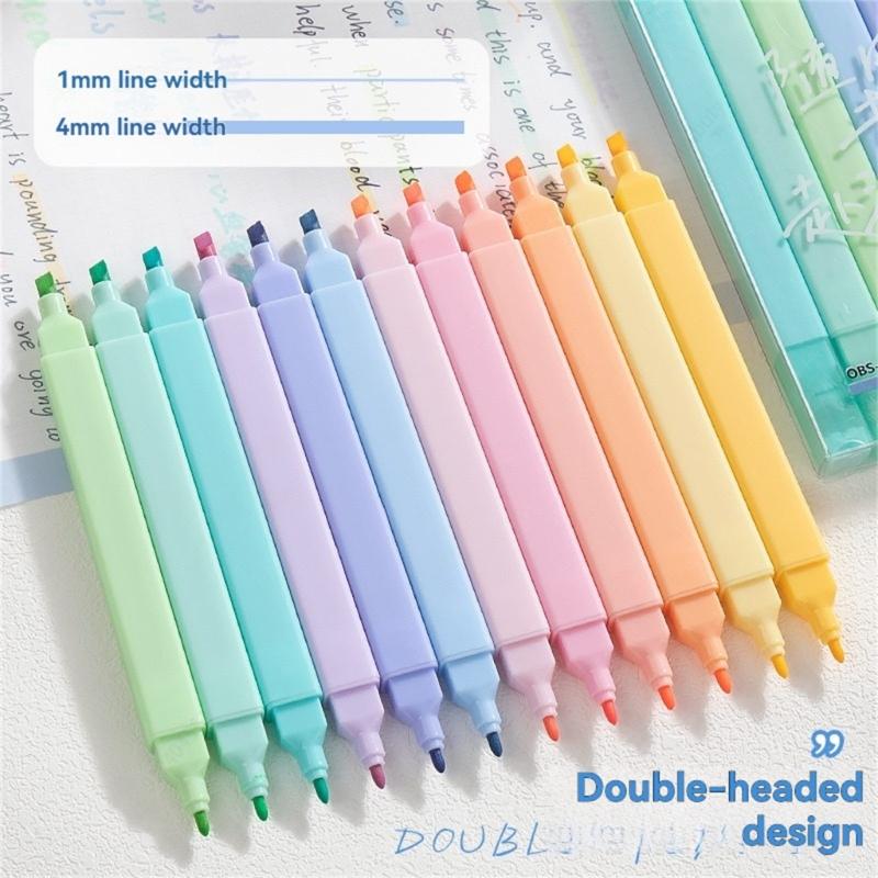 Doppelendiger Textmarker 6/12 Farben Doppelspitzen-Textmarker für Scrapbooking Notizbuch Journal Ausmalen