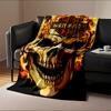 Harley-Davidson Flaming Skull Design Blanket Flannel Blanket for Bedroom, Living Room, Sofa, and Nap Sofas.