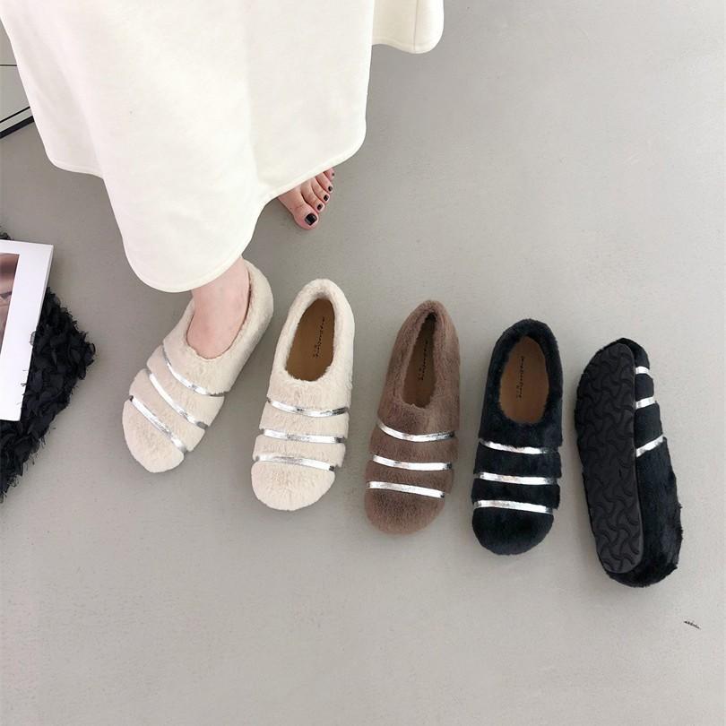 Thick-bottomed fluffy slippers for women to wear autumn and winter new slippers Korean version Korean version