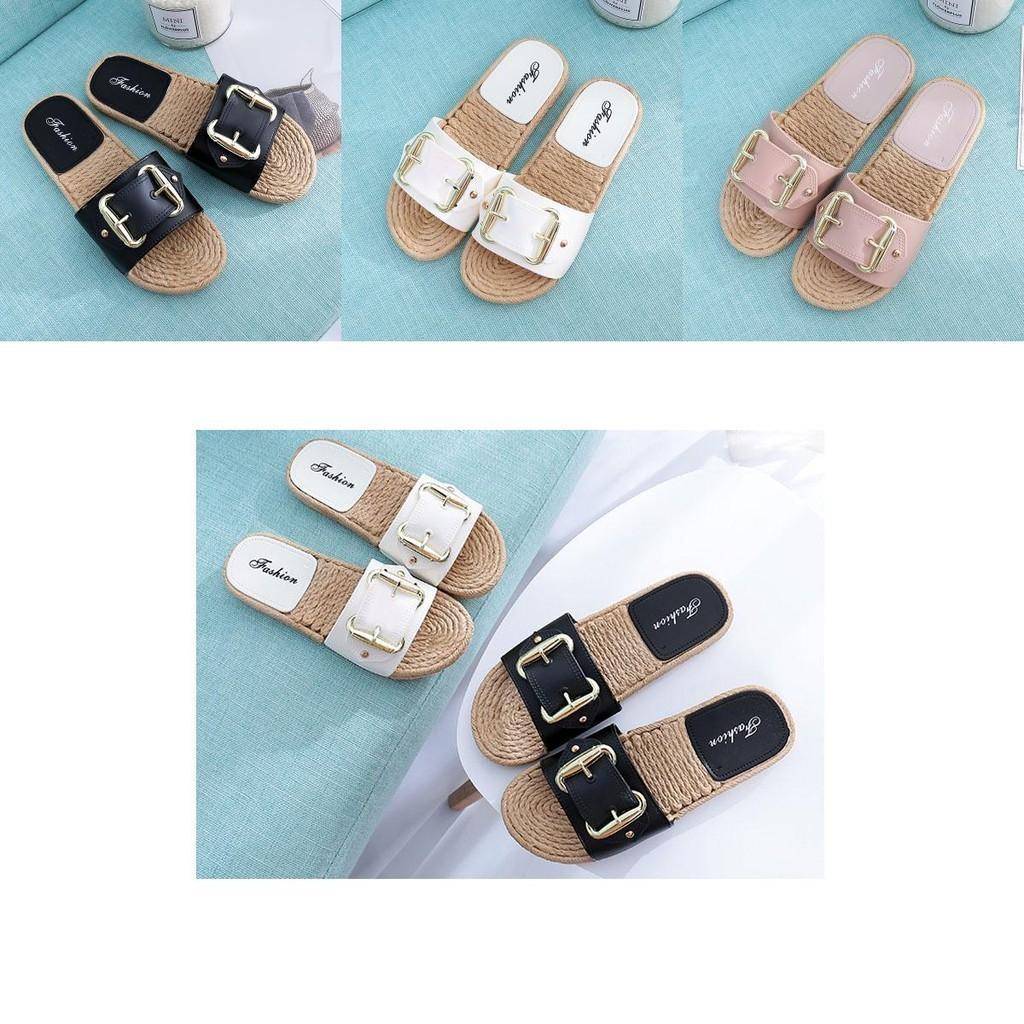 Premium Quality Women Fashion Indoor Outdoor Slippers With Flat Side Buckle Design