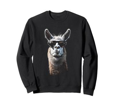 Llama with Sunglasses Meme Funny Alpaca Animal Funny Llama Sweatshirt