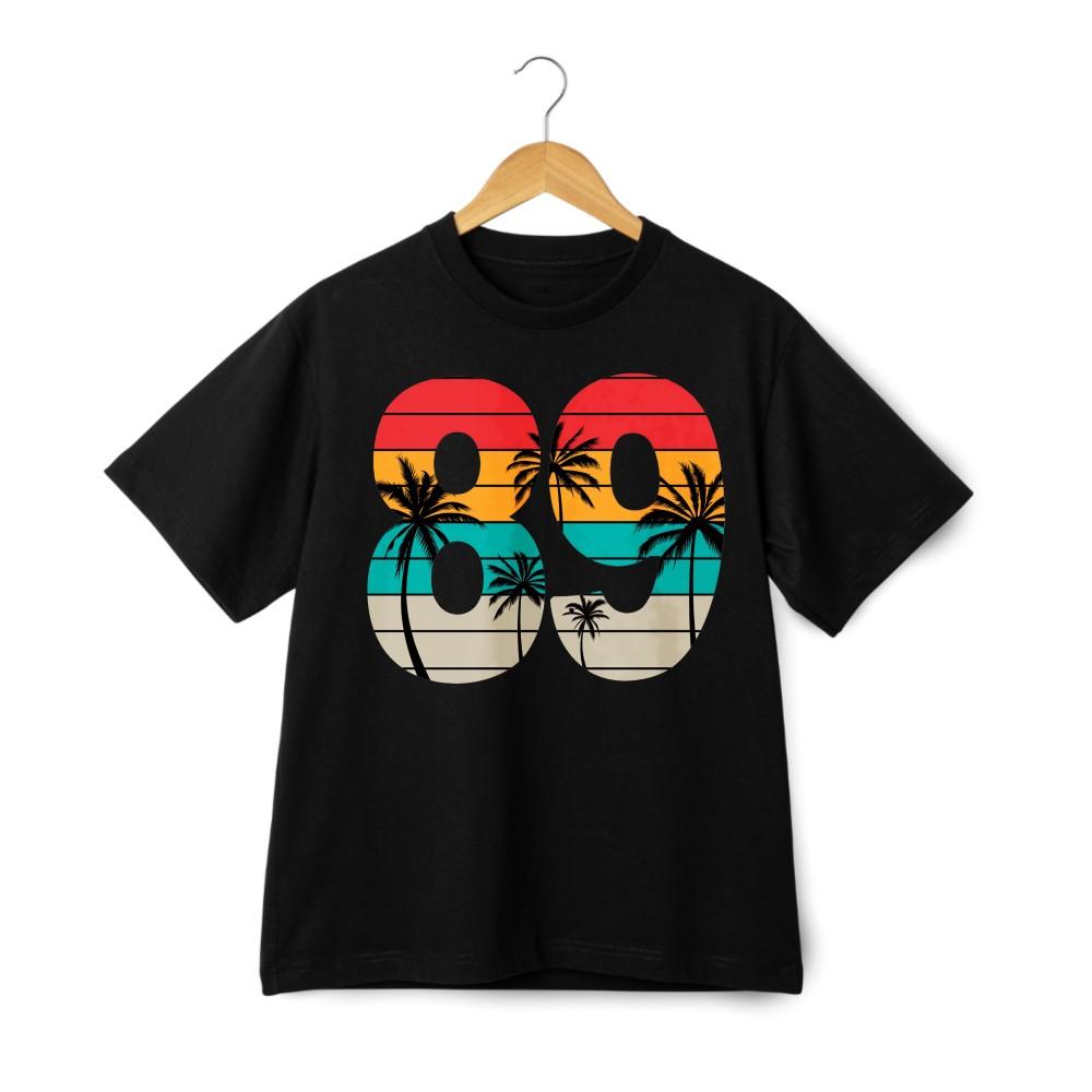 Vintage 1989 Retro Sunset Palm Tree 89 Birthday T-Shirt Retro 89 Sunset Palm T L