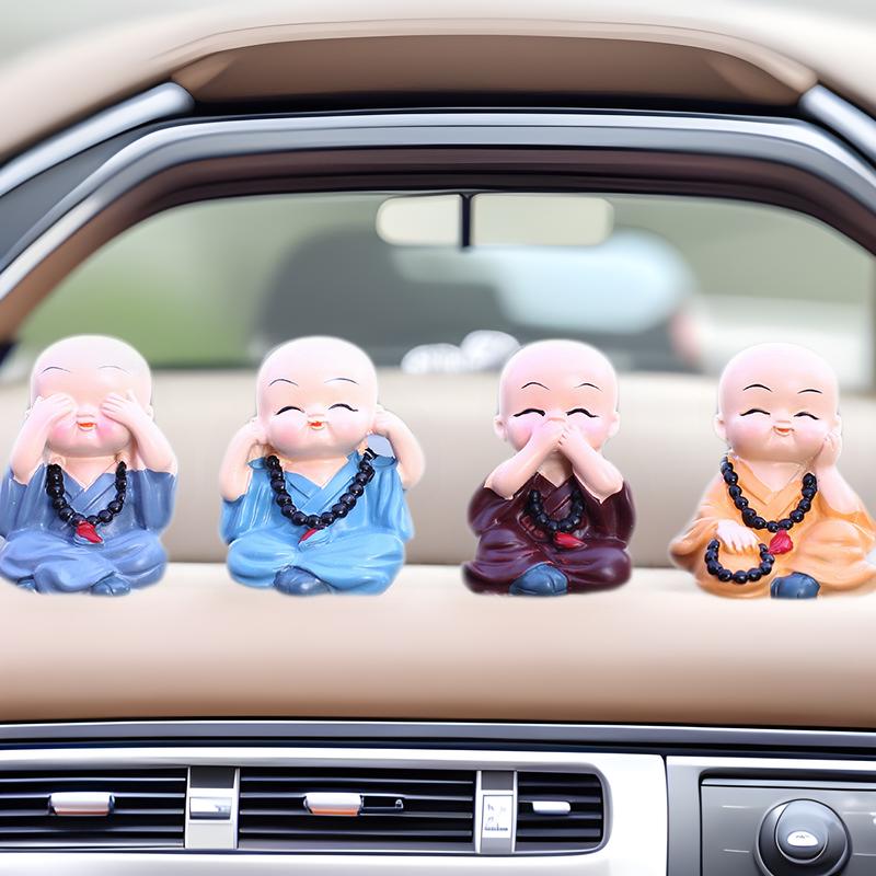 Creative Four Monks Car Ornaments: Auspicious Fruit Incense Holder for Car Interior Decorations