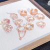 Vintage Rose Gold Full Of Diamonds Zircon Super Fairy Open Ring Creative Fashion Ring Geometric Gold Suit Women
