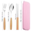 ZISIZ Wooden Handle Stainless Steel Cutlery Set