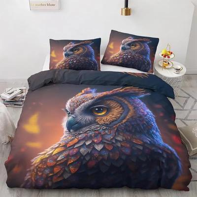 Eulen Bettbezug Vogel Dekor Bettwäsche Set Bedruckter Bettdeckenbezug für Jungen Mädchen Kinder Teenager Schlafzimmer Dekor mit Kissenbezug