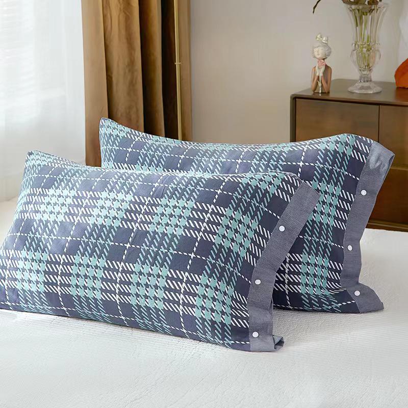 Pure Cotton Gauze Pillowcase with Snap Buttons, Summer Full Wrap, 40x60cm Latex or 48x74 Pillow Size. Single Pack.
