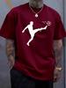 Unisex 100 Cotton Solid Color Tshirt Oversize Casual Streetwear Short Sleeve Tops With Football Player Kick Silhouette Print