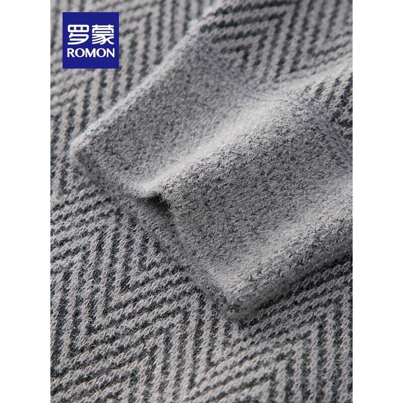 ROMON Men's Warm Fleece-Lined Round Neck Knit Sweater