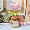 Handmade Crochet Flower Sunflower Potted Knitted Wool Ornament Auto Interior Funny Stress Relieving Decor With Positive Card