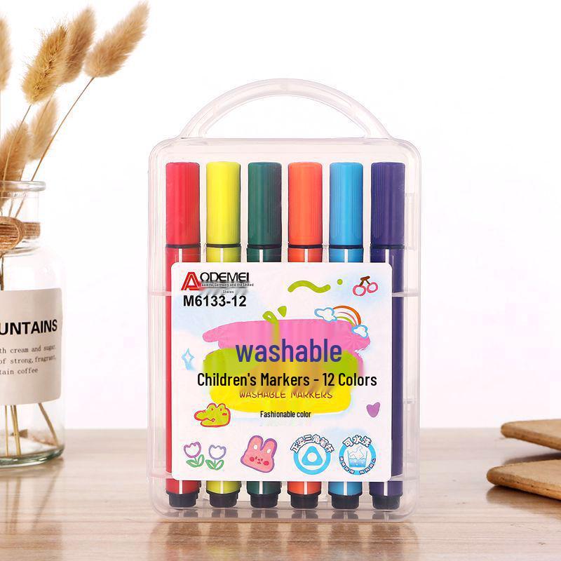 12-Color Triangular Grip Markers for Kids: Ideal for School, Drawing, Journaling, and Art.