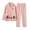 Woen' Anti-Static Double-Sided Fleece Pajaas 2025 Autun Winter New Doll Collar Cardigan Hoewear Sleepwear Set