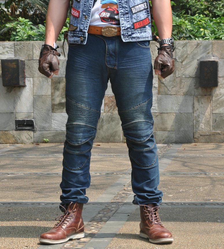 VOLERO Men's Slim Fit Straight Leg Biker Riding Jeans with Flap