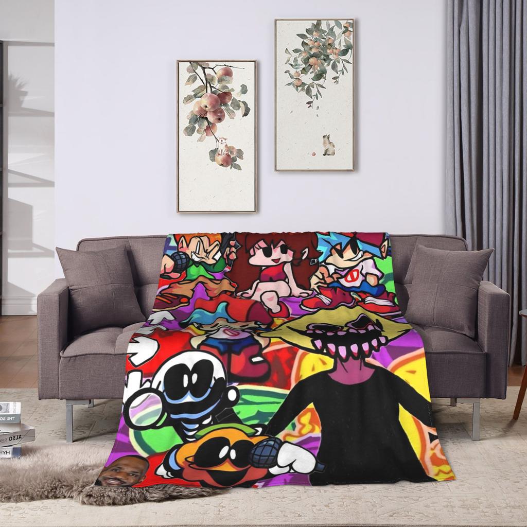 FNF Bad Time Trio Friday Night Funkin Flannel Blanket  Soft Warm Throw Blanket for Home Decor Picnic Bedspread Sofa Bed Cover