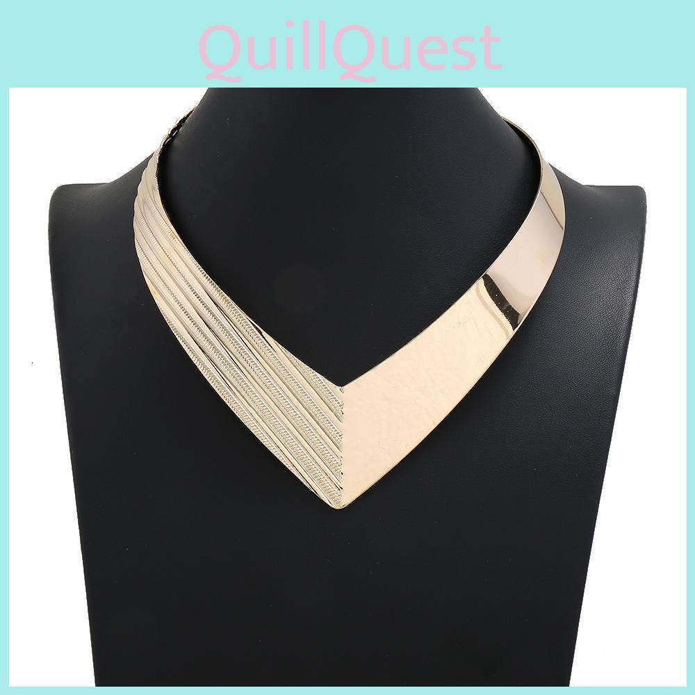 Fashion V Shaped Metal Women Collar Necklace With Geometric Design For Trendy Womens Jewelry