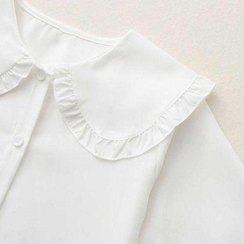 Girls Long-sleeved Shirt Doll Collar Autumn New Style Children Girl Button White Shirt Spring Autumn