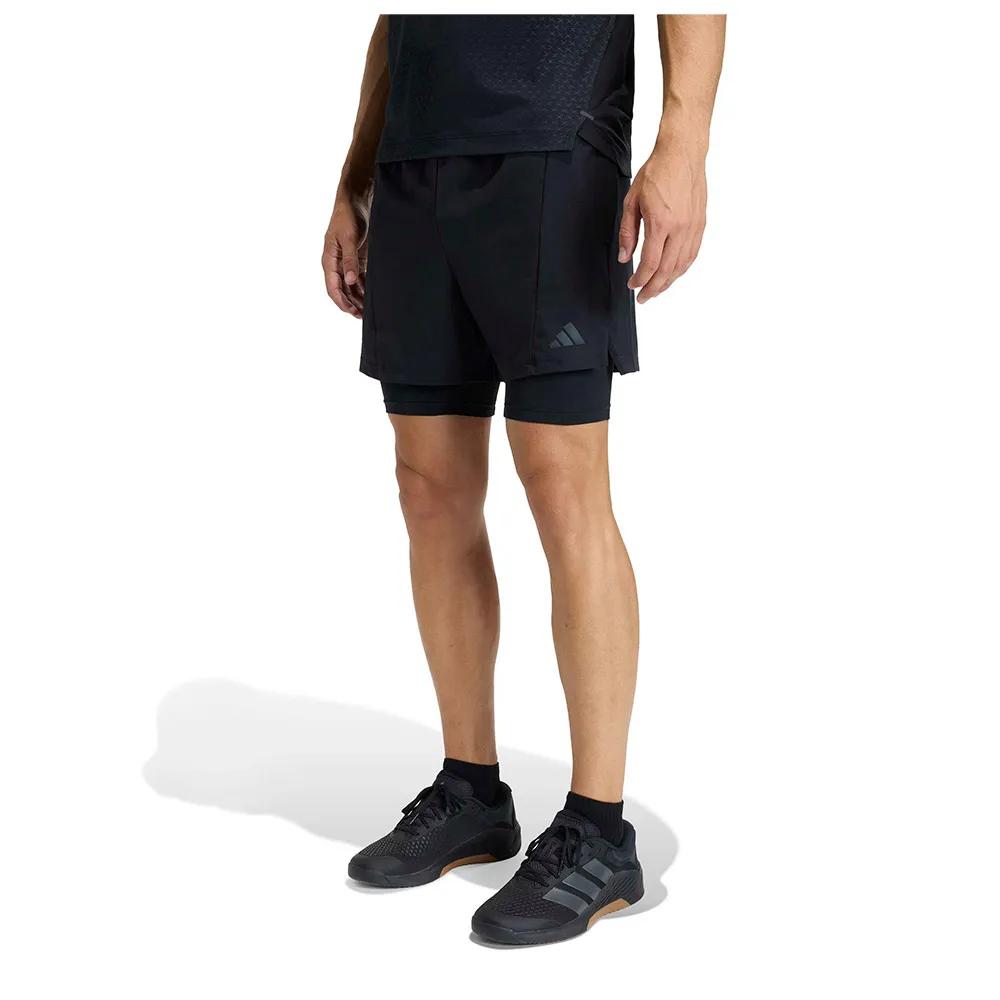 Adidas D4t 2-in-1 Workout Shorts Mesh Inserts Black