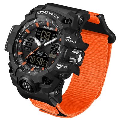 Sports Wristwatch Men Waterproof 50m Analog Digital Multi-Function LED Backlight Luminous Stopwatch Countdown Timer Alarm Day Calendar Dual