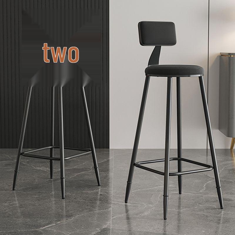 Modern Wrought Iron Bar Stool with Backrest - High Stool for Dining, Light Luxury Design