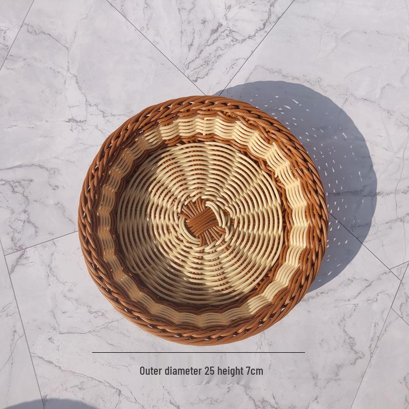Creative Round Handwoven Rattan-Style Basket for Snacks & Dried Fruit