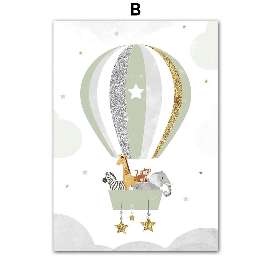 Rainbow Train Lion Giraffe Hot Balloon Nursery Wall Art Canvas Painting Posters And Prints Wall Pictures Baby Kids Room Decor