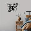 1pc Metal Butterfly Flower Wall Art, Indoor Outdoor Home Decor for Farmhouse Living Room Bedroom Porch Fence Garden Courtyard