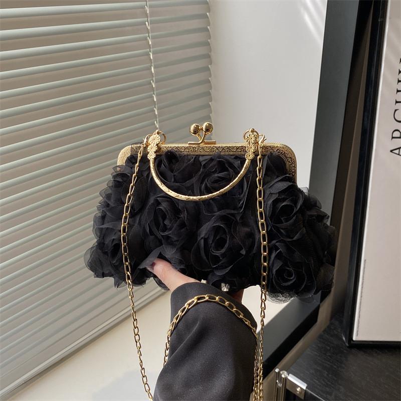 Borsa alla moda con motivo floreale e tracolla a catena per l'uso quotidiano casual