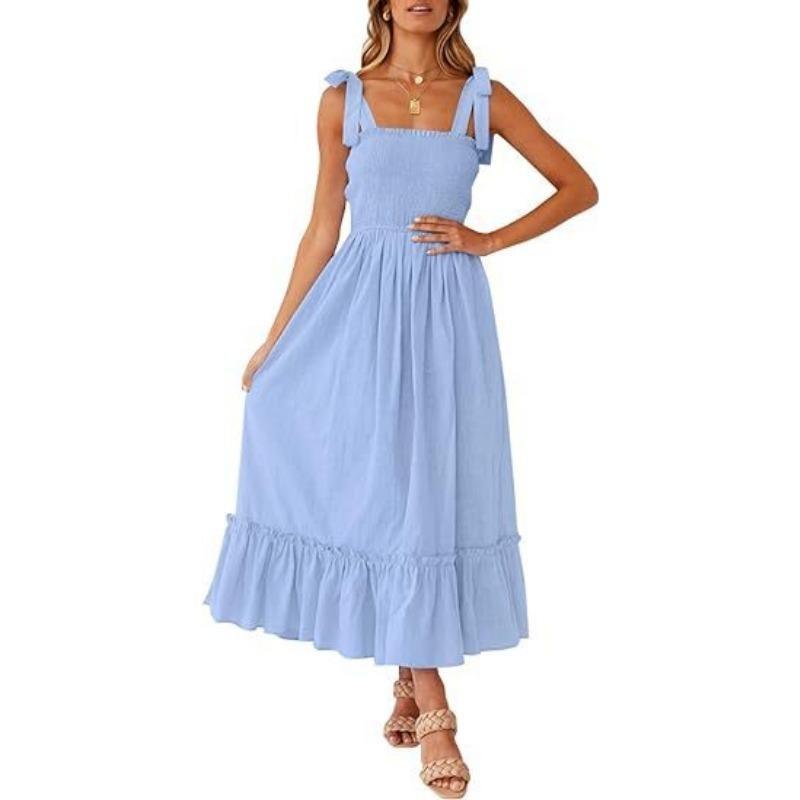 Women's Range Simple Solid Colour Halter Long Dresses