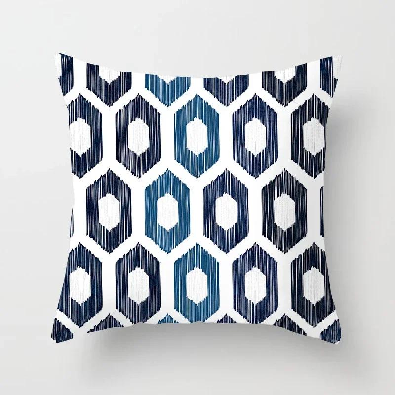 Blau Weiß Porzellan Druck Kissenbezug Böhmischer Stil Mandala Geometrie Kissenbezug Modern Mode Sofa Stühle Dekokissen