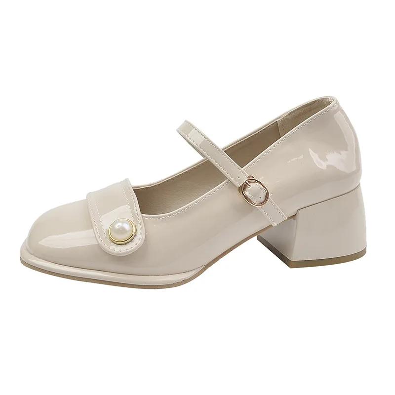 

Fashion Fashion Platform Pumps for Women 2025 Spring New Strap Thick Heels Mary Jane Shoes Woman Round Toe High Heel Party Single Shoe 40