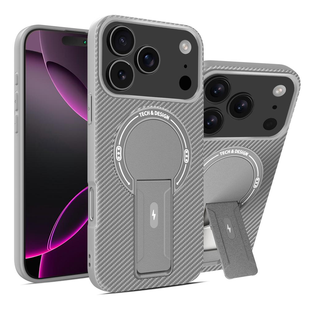 Luxury Carbon Fiber Pattern Fold Stand Magnetic Phone Case For iPhone 16 17 Pro Max Air 16e 15 14 Plus 13 12 11 Military \';[p.